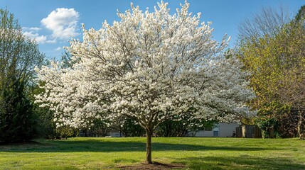 Obraz premium A serviceberry tree in full bloom during spring