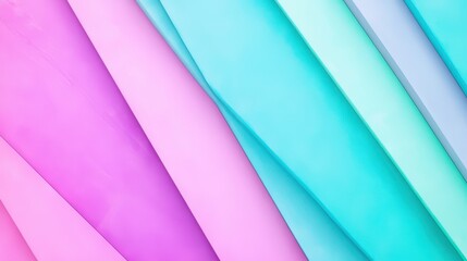 Fototapeta premium Abstract Pastel Stripes: A vibrant composition of diagonal pastel stripes in shades of pink, purple, and turquoise, creating a dynamic and visually appealing abstract design.