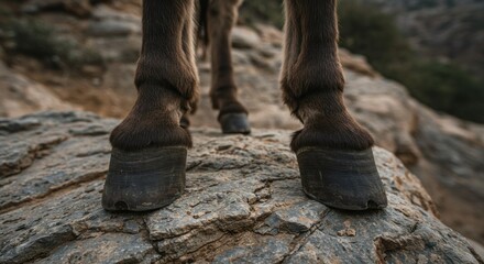 Horse hooves standing on stone Photo