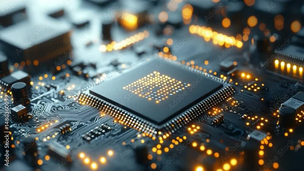 Poster central processing unit: a close-up shot reveals the intricate circuitry of a central processing uni