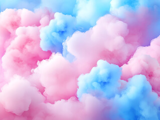 Abstract background with pink and blue color smoke clouds. Soft texture of cotton candy for your design.