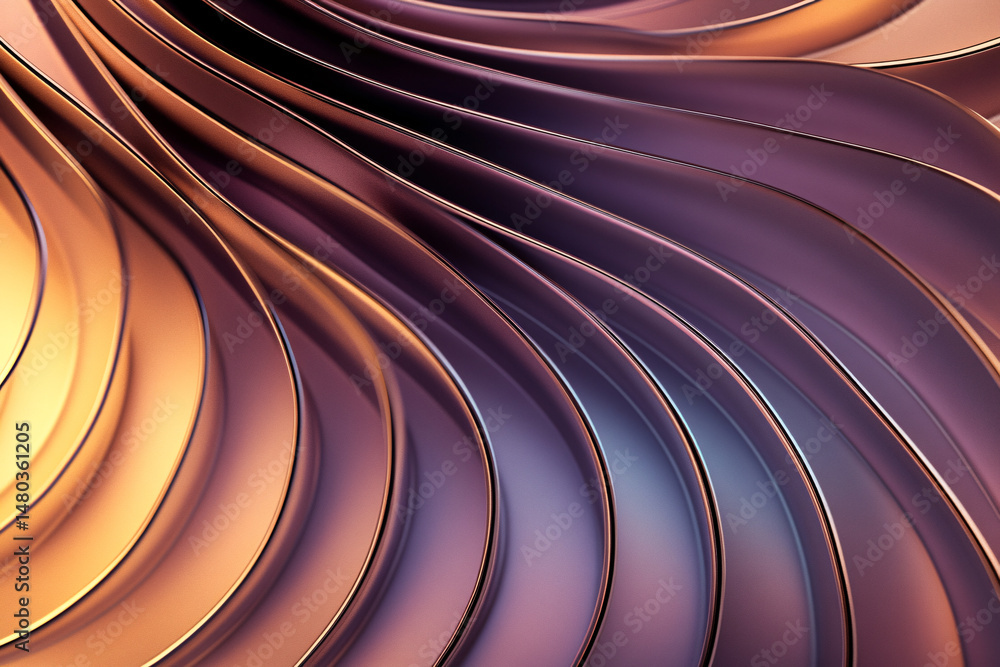 Poster abstract metallic waves with a gradient color scheme create a mesmerizing effect