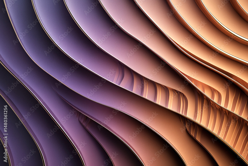Aufkleber abstract gradient waves with metallic edges, a visual symphony of color