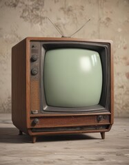 Dusty antique CRT television set; shows significant wear, faded colors , television, classic technology, crt