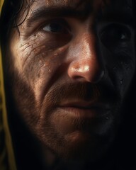 Obraz premium Weathered Man Closeup Portrait.