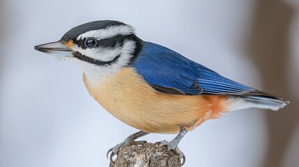 Obraz premium Close-up of a colorful woodpecker perched on a branch, blurred background