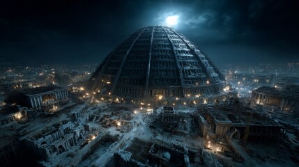 Obraz premium Massive construction in Imperial Rome showcasing architects and workers building monumental structures
