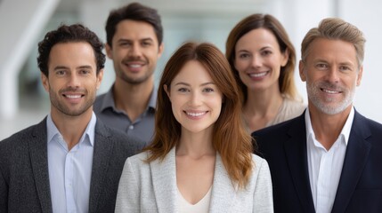 Fototapeta premium Smiling Business People Standing Together in an Office Environment
