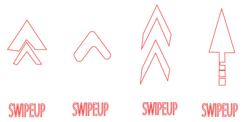 swipe up icon button. Scroll arrow up icon sign with three arrows direction