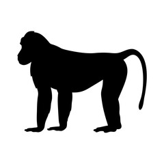 Download this black silhouette of a baboon monkey vector illustration for free personal use