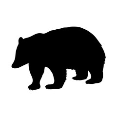 Black bear silhouette vector illustration for wildlife animal nature and forest designs and prints