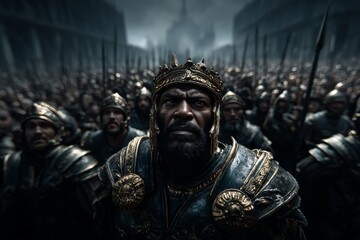 The triumphant entry of a Roman general leading captives and spoils into the city