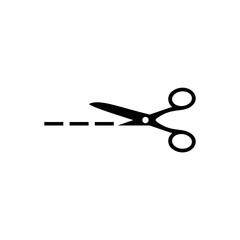 Scissors with cut lines icon isolated on white background