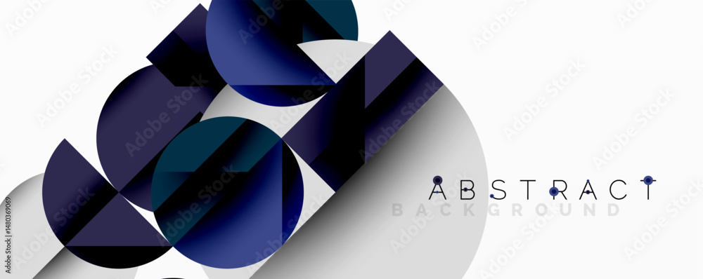 Aufkleber Geometric shapes overlap, creating dynamic composition. Dark blues dominate, contrasted by lighter shades. Modern design element.