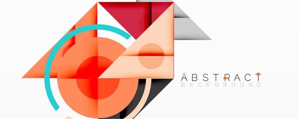Obraz premium Modern abstract design. Geometric shapes overlap, creating dynamic composition. Orange, red, gray hues dominate visual space.