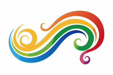 Rainbow ink swirl artwork with clean white background for creative and artistic applications