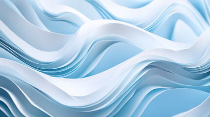 Fototapeta premium Abstract background with white and blue paper-cut wave shapes .