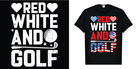 Red White And Golf 4th Of July American Flag Player T-Shirt
