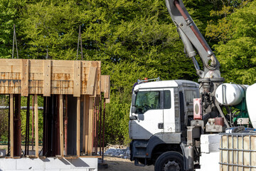 Concrete mixer on construction site