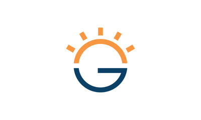a graphic image with the theme of the letter G sun, on a white background. vector graphic base.