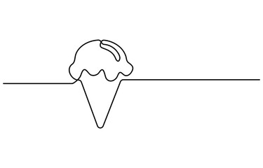 continuous one line drawing soft serve ice cream cone on a simple background