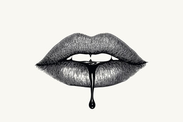 Stylized Lips with Liquid Drip Art