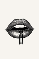 Stylized Lips with Liquid Drip Art