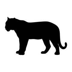 Black panther silhouette vector illustration, wild cat animal graphic design element, wildlife art
