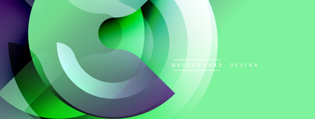 Abstract flowing shapes, vibrant green hues dominate design. Purple accents add contrast, creating dynamic visual effect. Modern, sleek presentation.