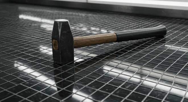 Hammer on Gridded Surface - Photo