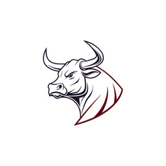 Bull head logo design. Creative bull horns symbol. Vector illustration.
