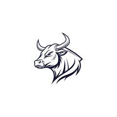 Bull head logo design. Creative bull horns symbol. Vector illustration.