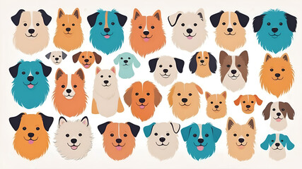 Fototapeta premium A collection of almost all dog movements. Cute dog flat design style illustration. Cute dogs vector cartoon characters set isolated on background.