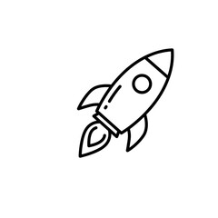 Rocket launching in minimalistic line art style  