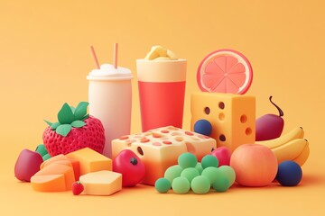 Obraz premium food and drink 3d icon illustration