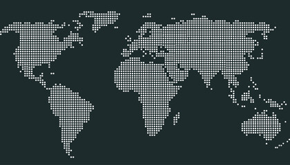 Dotted color world map vector.	