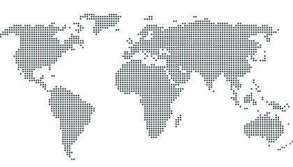 Dotted color world map vector.	