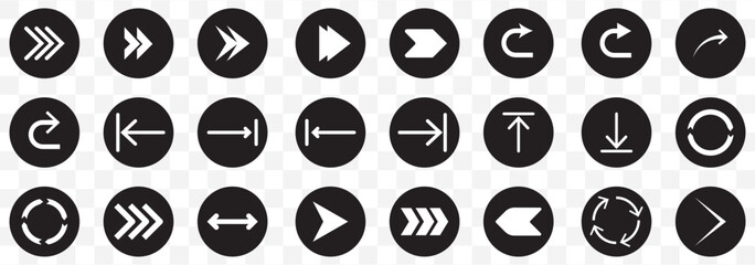 Arrow icon set, arrow cursor collection, different arrow signs, black arrows icons on Transparent Background. EPS 10.