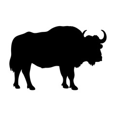 Bison silhouette vector illustration of wild animal mammal wildlife nature american buffalo art