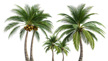 Obraz premium tropical coconut palm trees isolated on white background PNG.AI GENERATED 