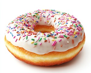 Smooth 3Dstyle donut with sprinkles, pastel icing, rendered in a soft light studio setup