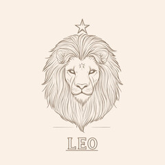 Vintage Leo Zodiac Illustration