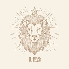 Vintage Leo Zodiac Illustration