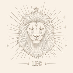 Vintage Leo Zodiac Illustration