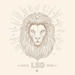 Vintage Leo Zodiac Illustration