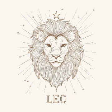 Vintage Leo Zodiac Illustration