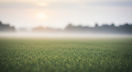 Misty Morning Meadow Serene Landscape Photography with Soft Focus and Dreamy Effects
