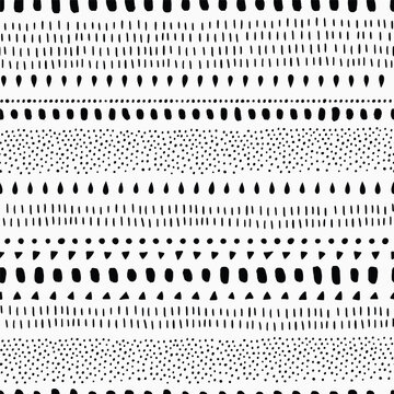 Vector ethnic tribal ornament hand drawn from lines. wrapping paper, wallpaper, fabric, striped print