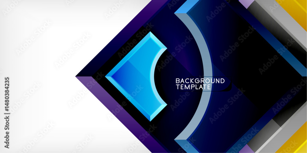 Aufkleber Abstract geometric design. Dark background contrasts bright shapes, creating modern visual effect. Gradient colors add depth.