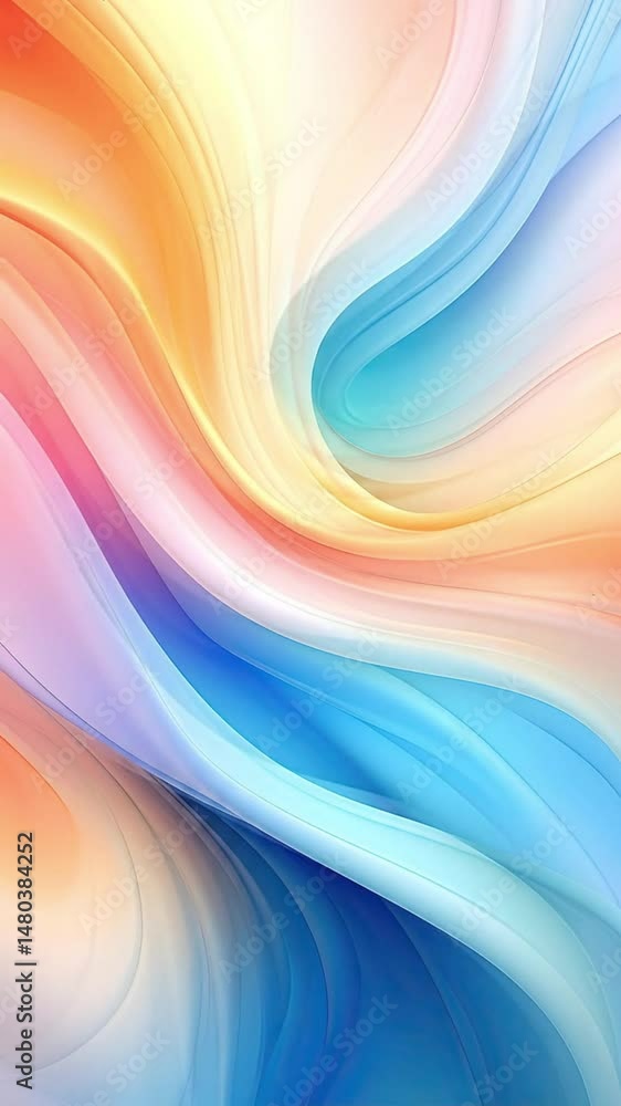 Aufkleber colorful swirls of pastel flowing abstract background with gentle curves and smooth gradients creati